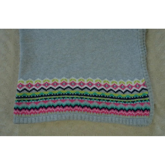 Carter's Other - Carter's Sweater Knit Fair Isle Baby Girl Blanket Gray Pink White Teal